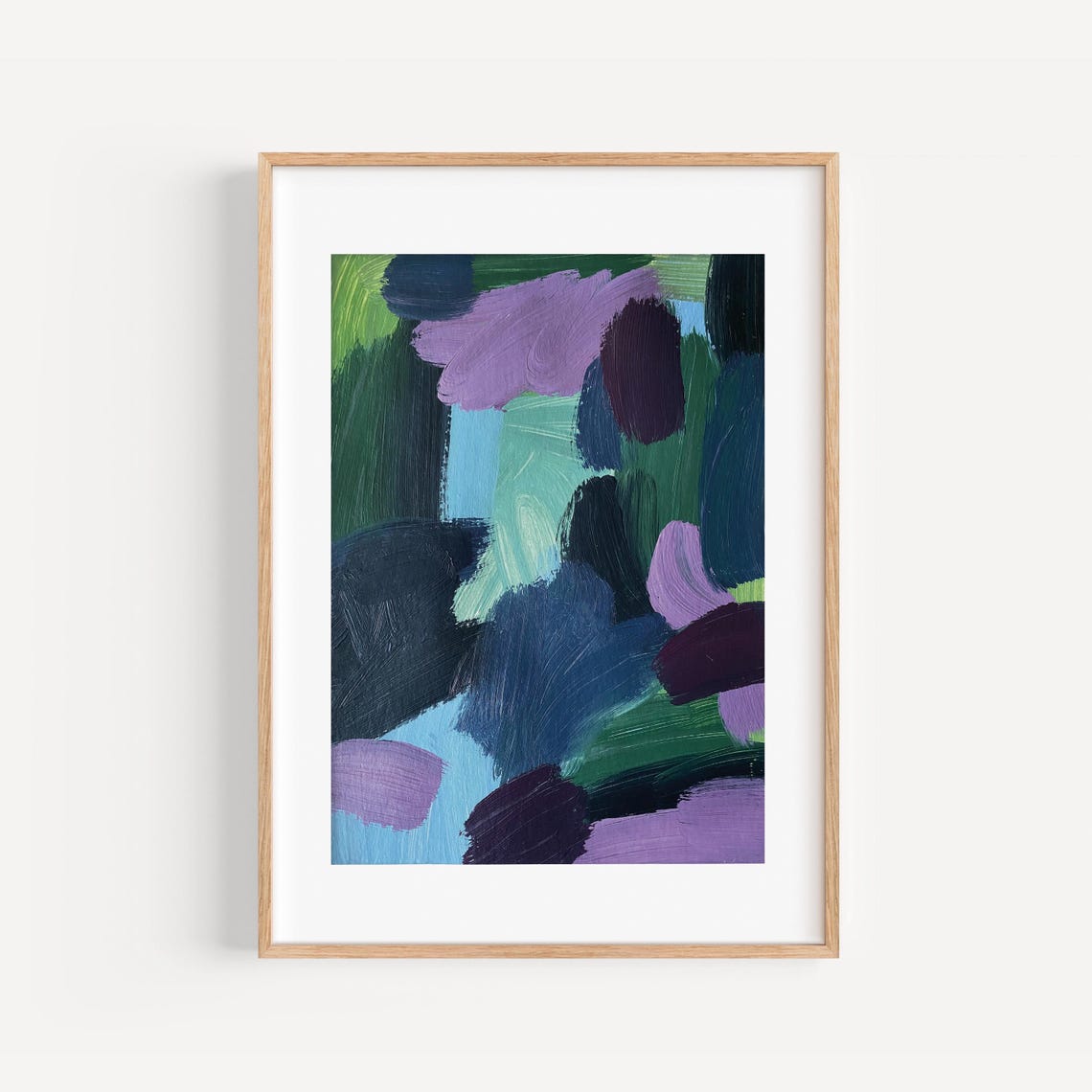 Moody Blue Green Purple Abstract Expressionist Brushstroke Poster - Image 5