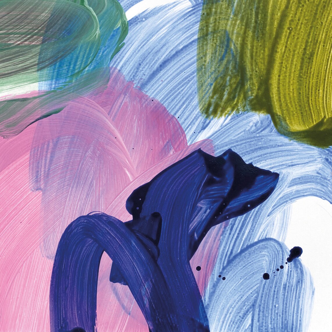 Sabrina Clausen Olive Green Blue Pink Abstract Brushstroke Wall Art - Image 4