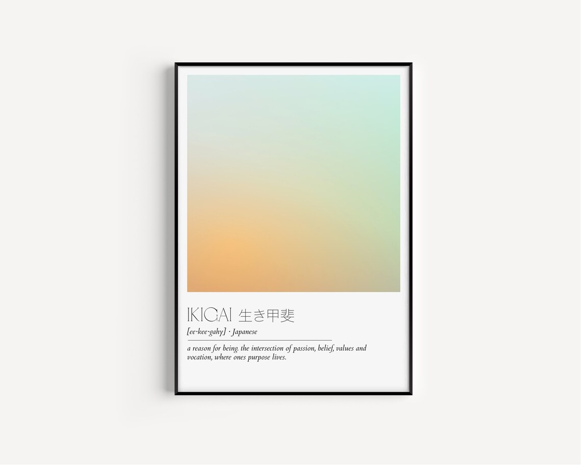 Ikigai Definition Minimalist Typography Art Print