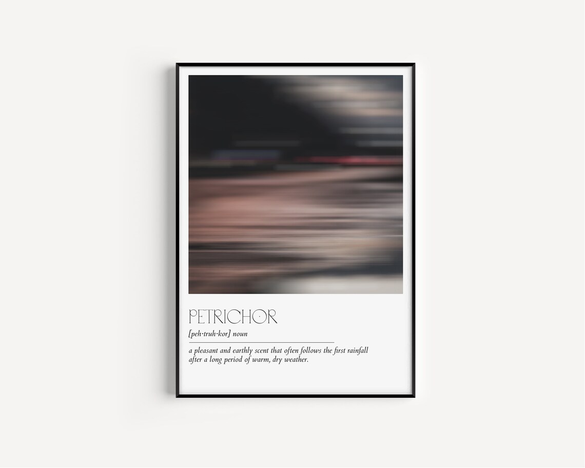 Petrichor Definition Minimalist Typography Art Print