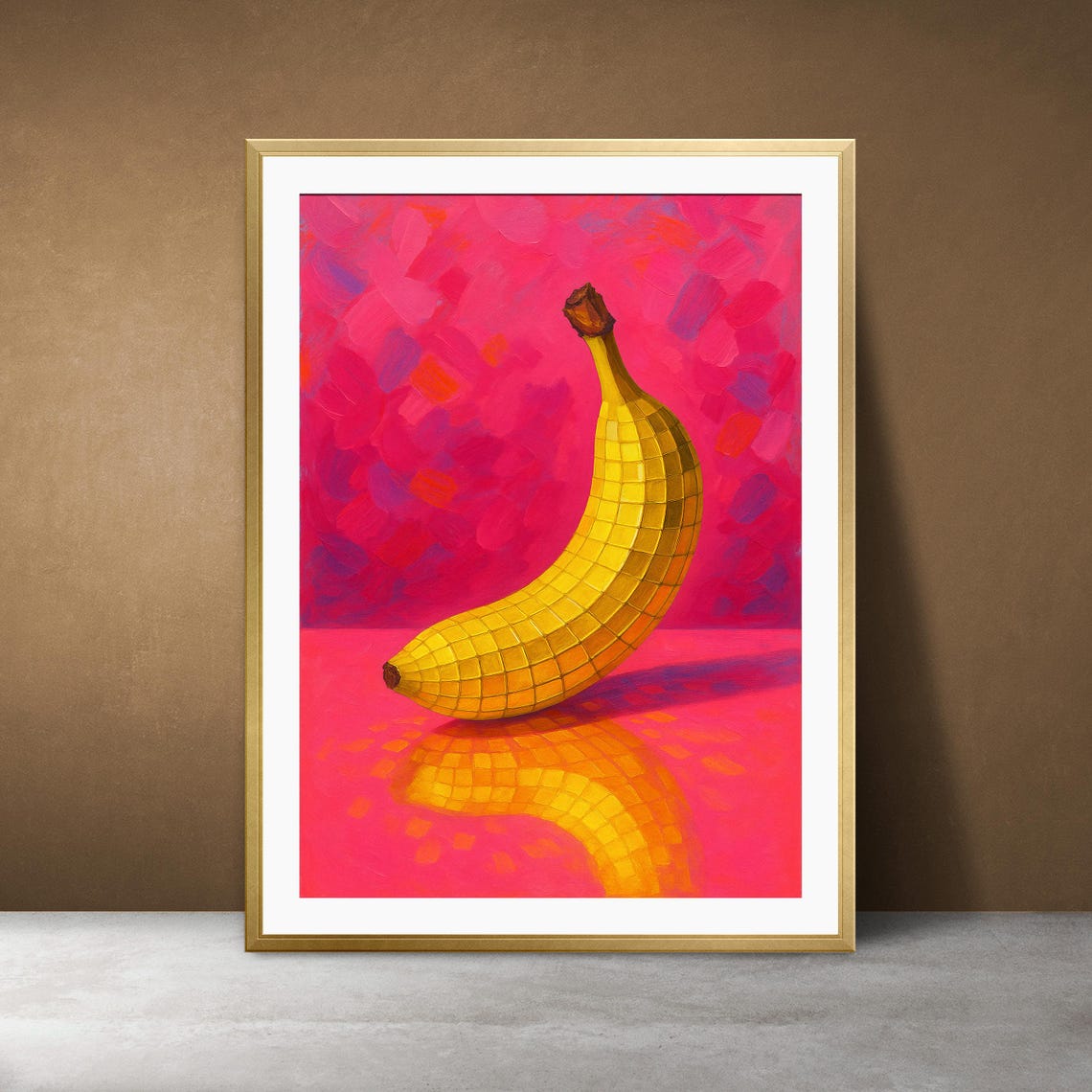 Disco Mirrorball Banana Pink Pop Art Fun Kitchen Fruit Wall Poster