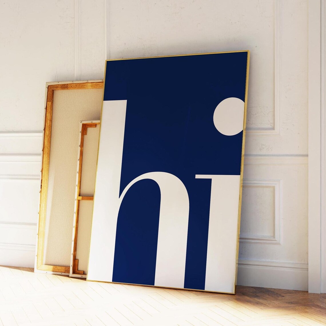 Hi Poster Minimalist Wall Art Hi Wall Art Typography Print Trendy Wall Art Entryway Print Welcome Wall Art Navy Print