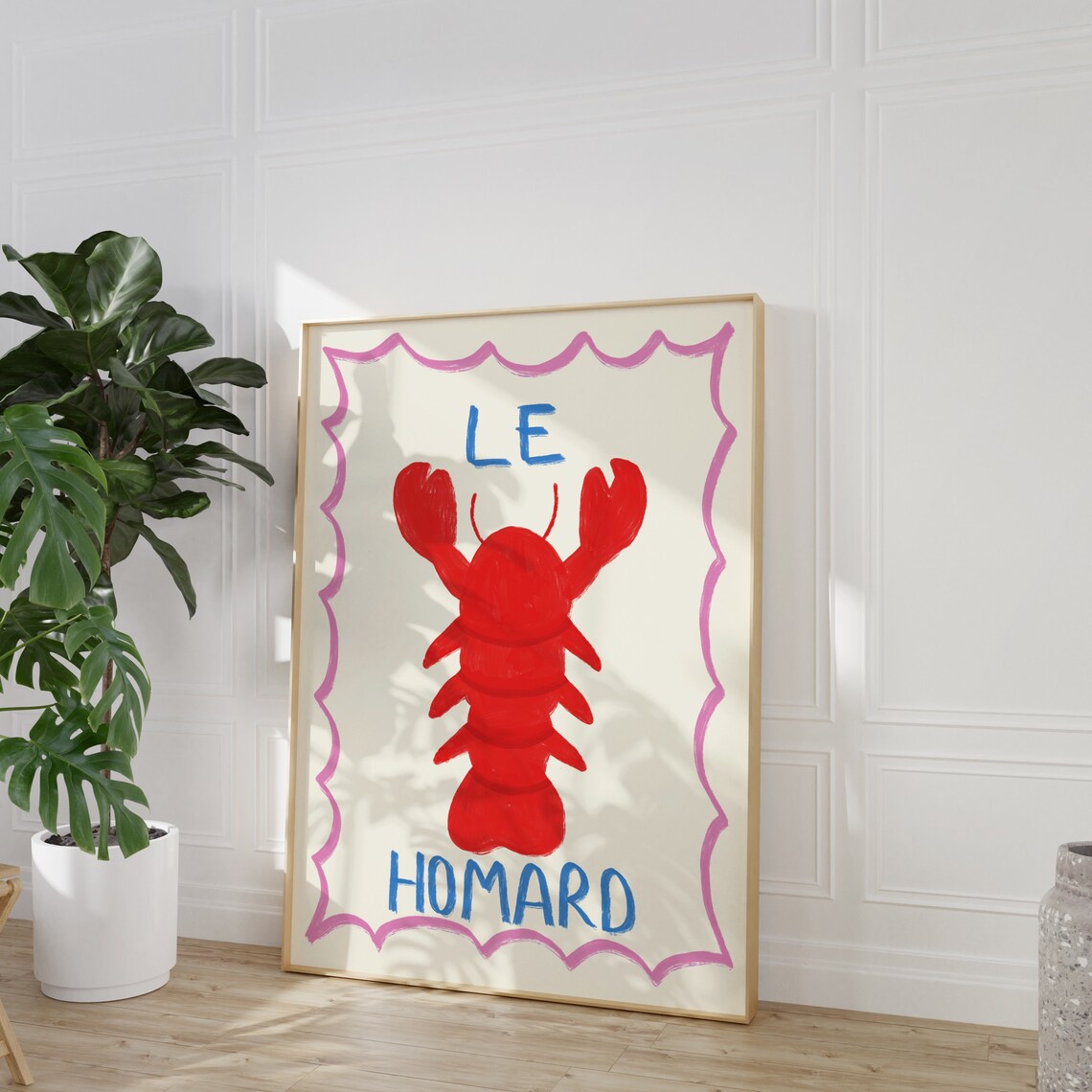Le Homard Red Lobster French Seafood Kitchen Illustration Poster - Image 3