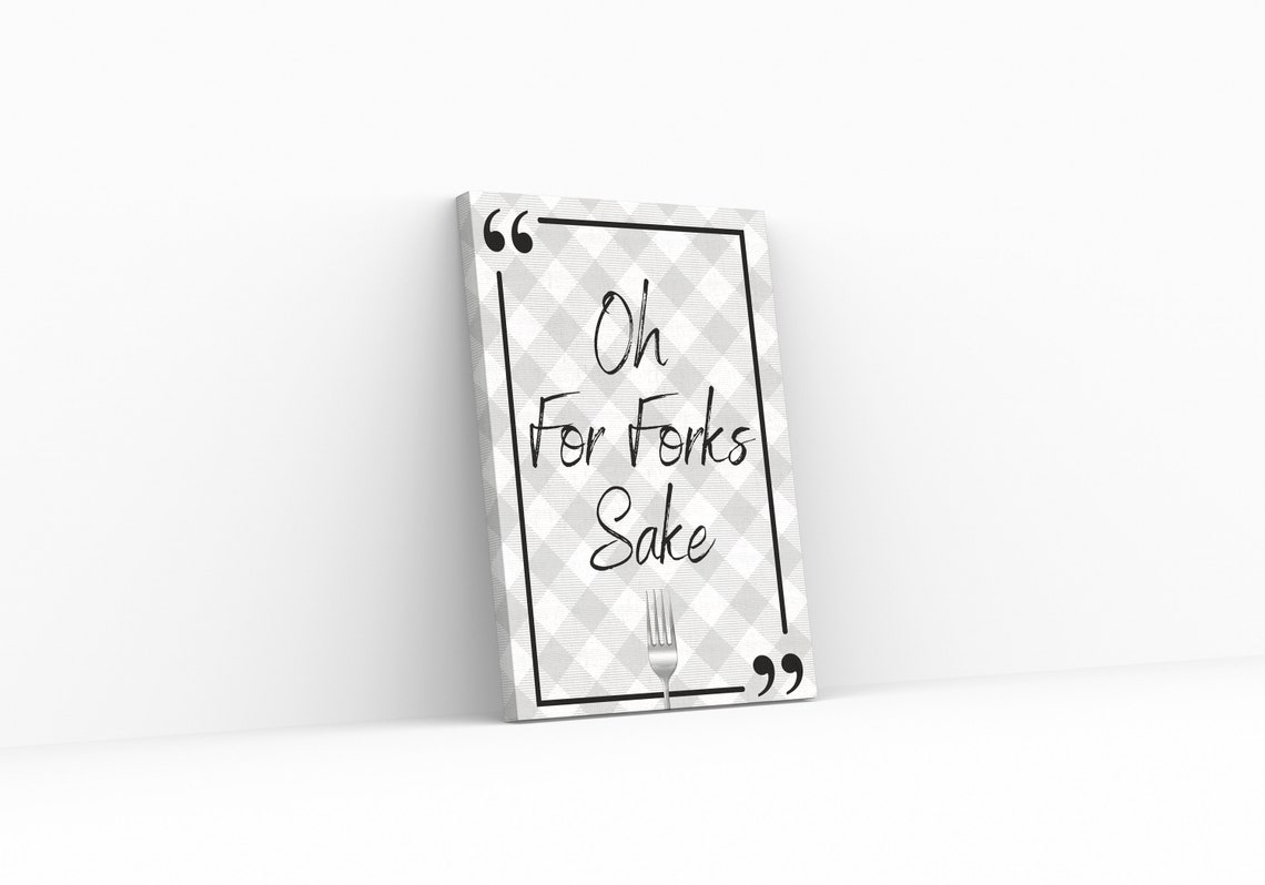 Oh For Forks Sake Gingham Fork Funny Kitchen Quote Wall Poster - Image 3
