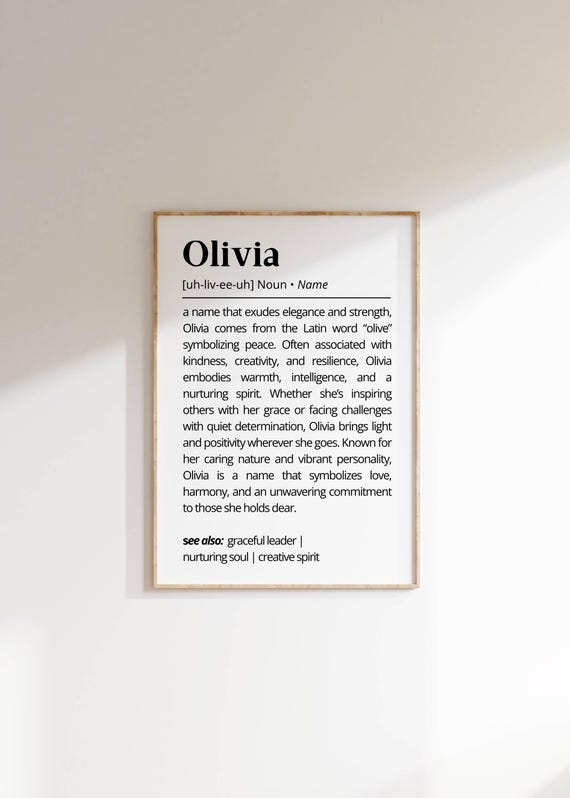 Olivia Name Definition Personalized Minimalist Art Print