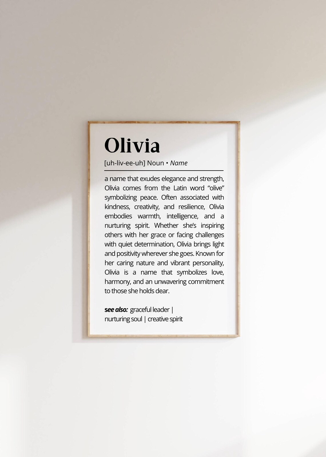 Olivia Name Definition Personalized Minimalist Art Print