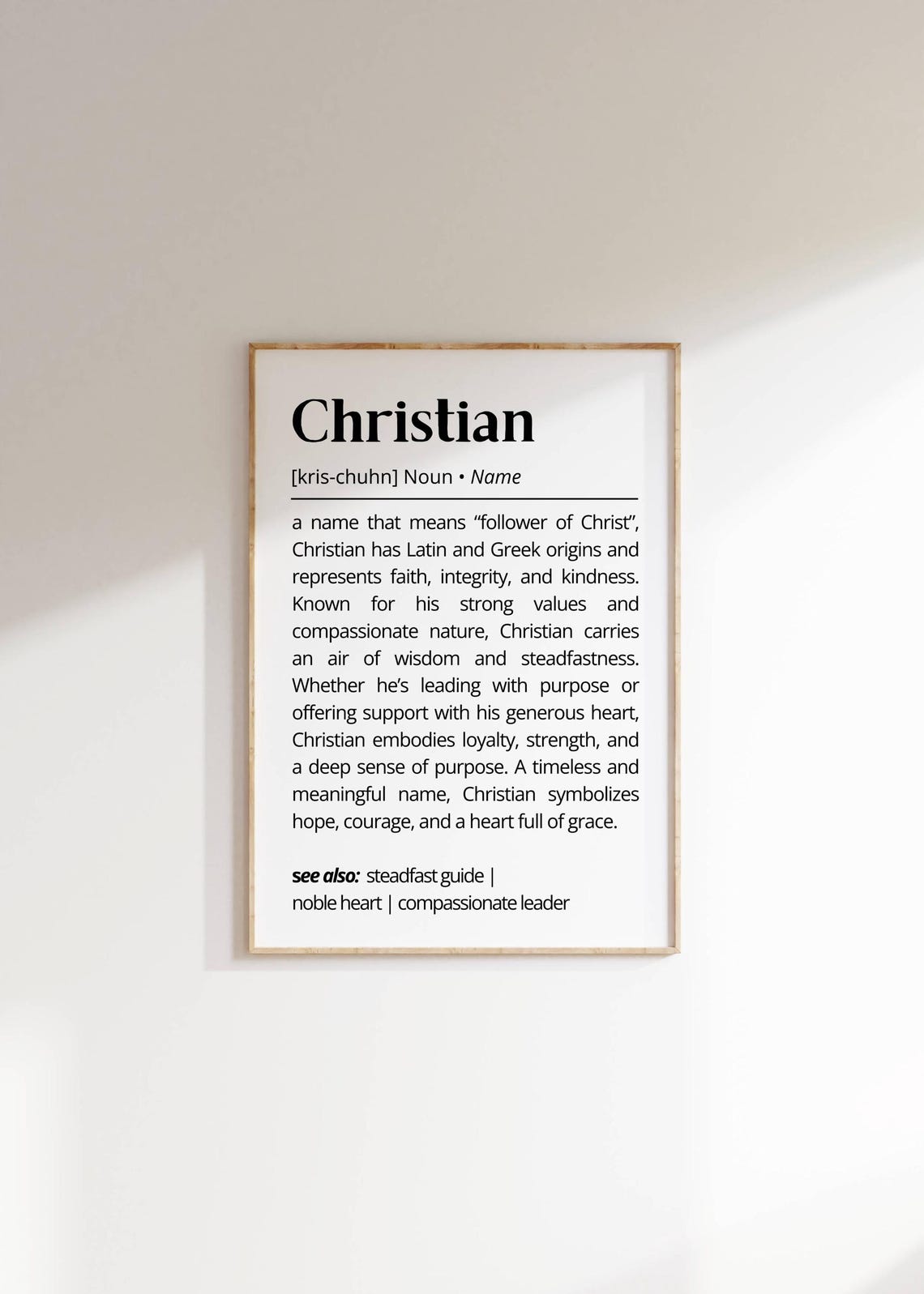 Christian Name Meaning Follower Of Christ Personalized Gift Poster