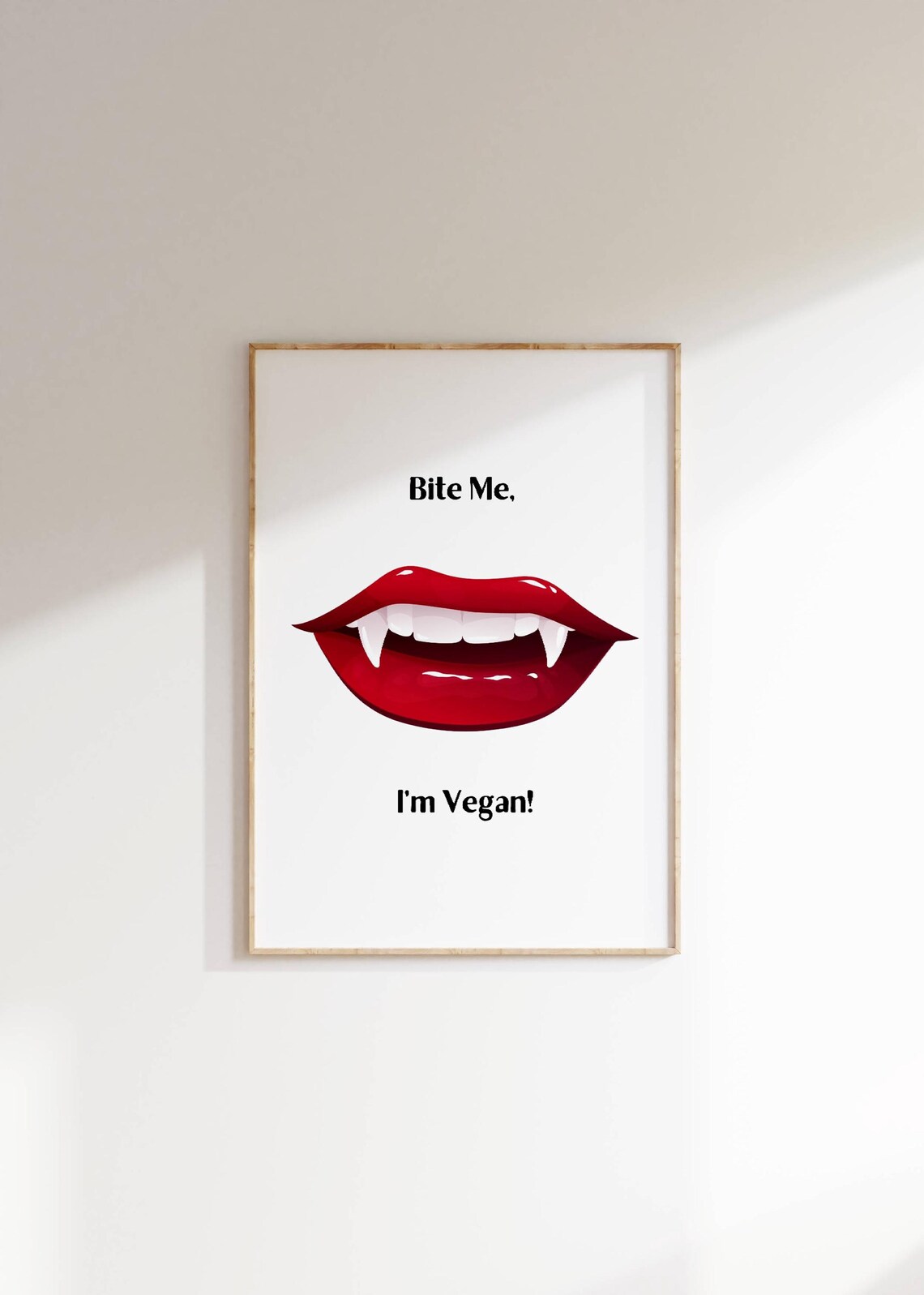 Bite Me Im Vegan Vampire Lips Funny Halloween Kitchen Quote Poster