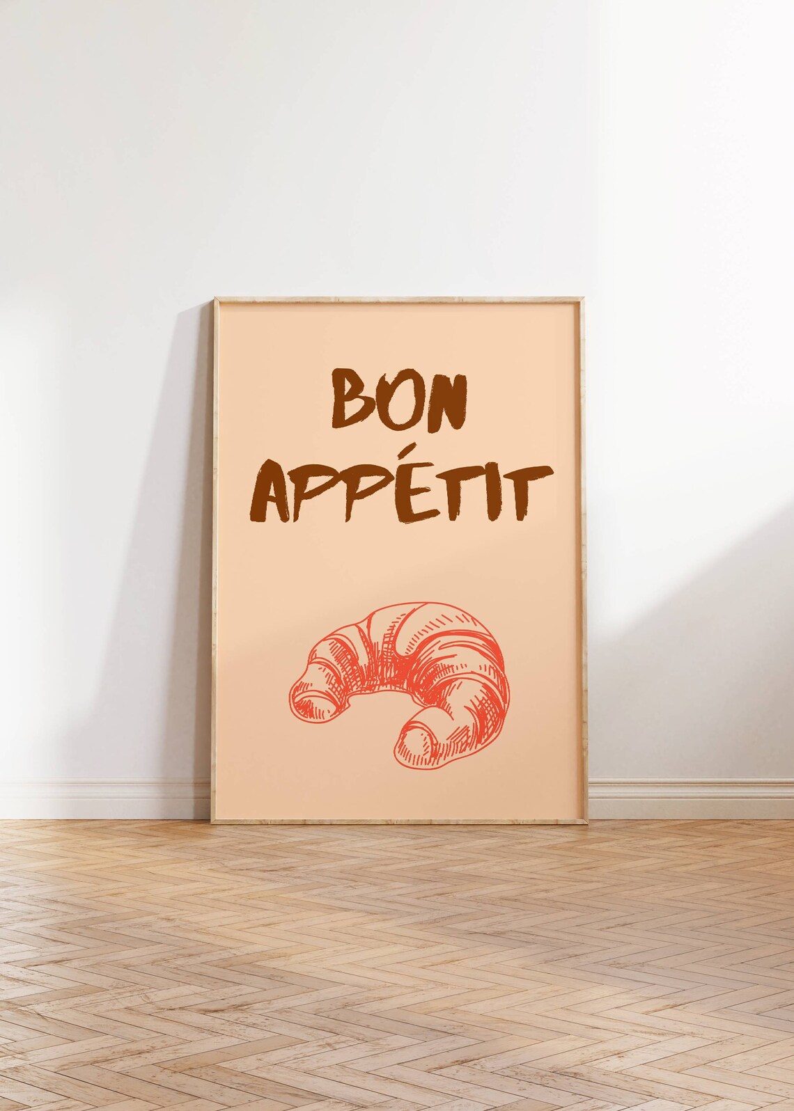 Bon Appetit Red Croissant Sketch French Bistro Kitchen Wall Poster - Image 3