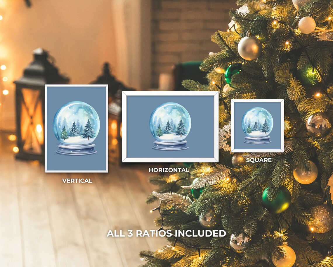 Snow Globe Winter Wonderland Watercolor Art Print - Image 3