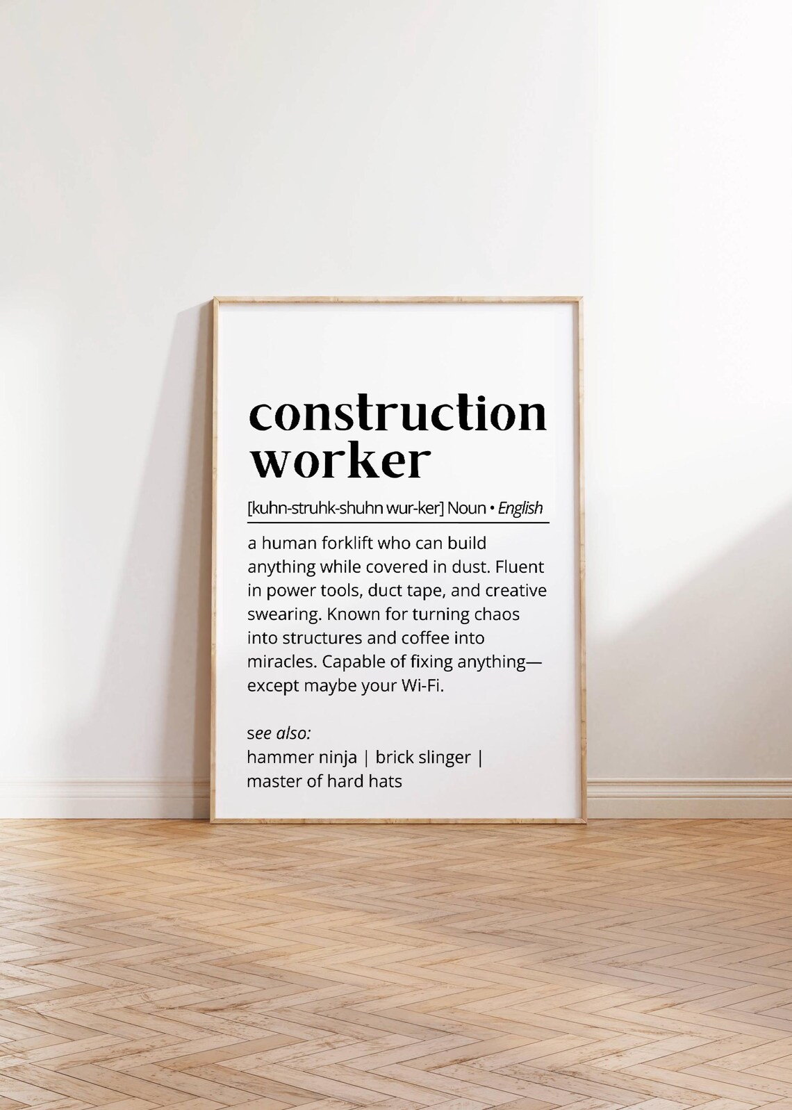 Construction Worker Definition Poster, Humor Art Print - Image 3