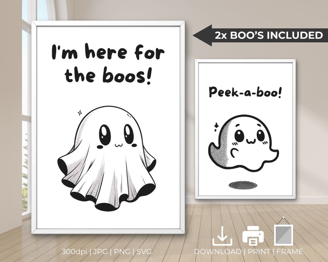 I Am Here For The Boos Cute Ghost Funny Halloween Decor Poster - Image 4