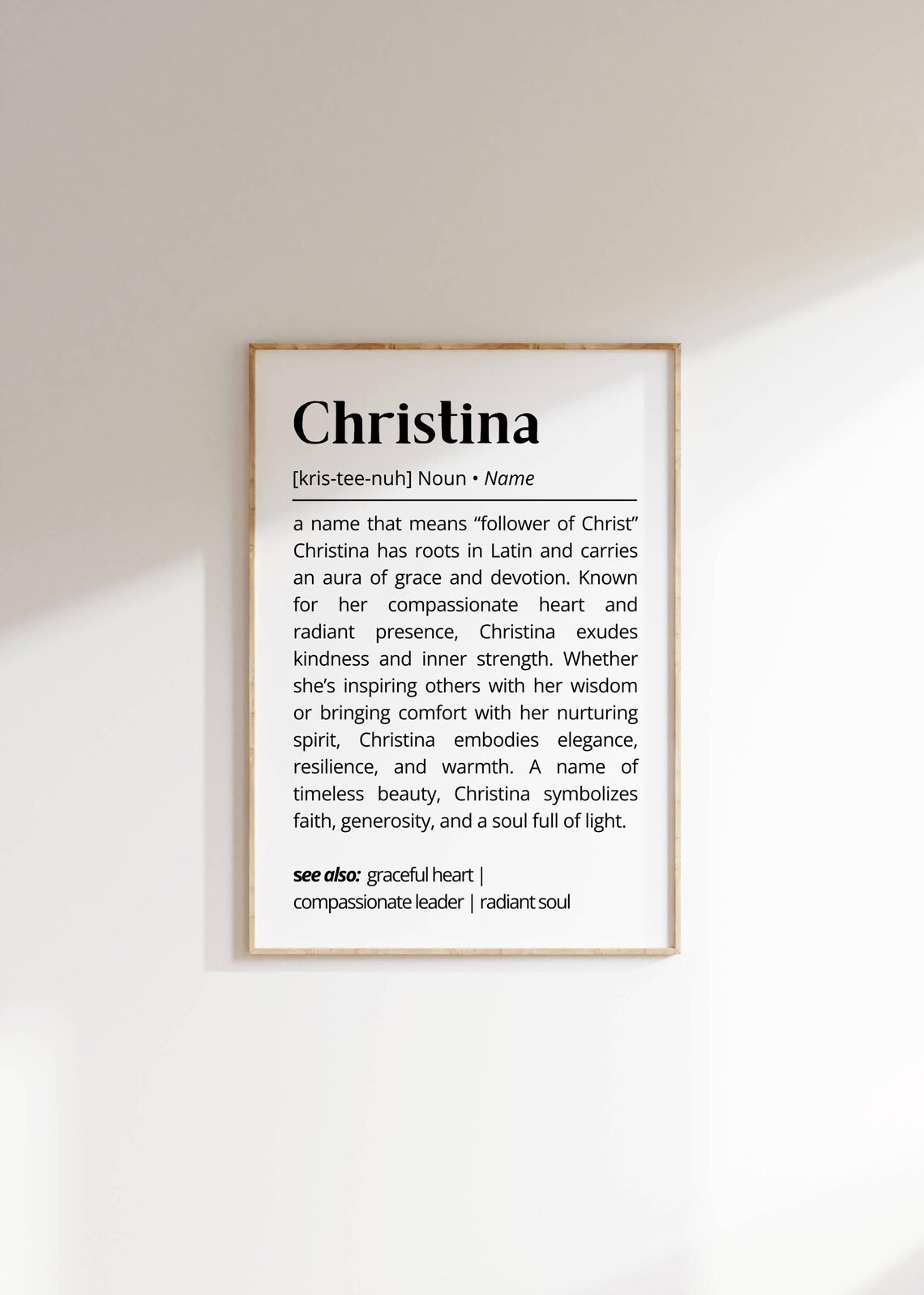 Christina Personalized Name Meaning Dictionary Style Minimalist Poster