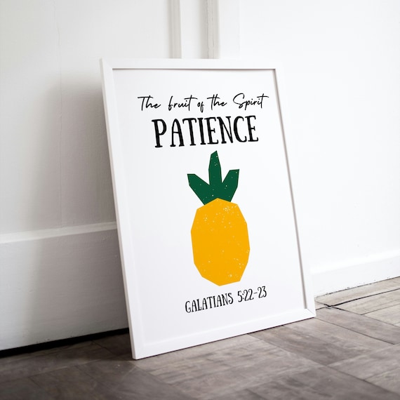 Fruit of the Spirit Patience Pineapple Bible Verse Wall Decor Poster