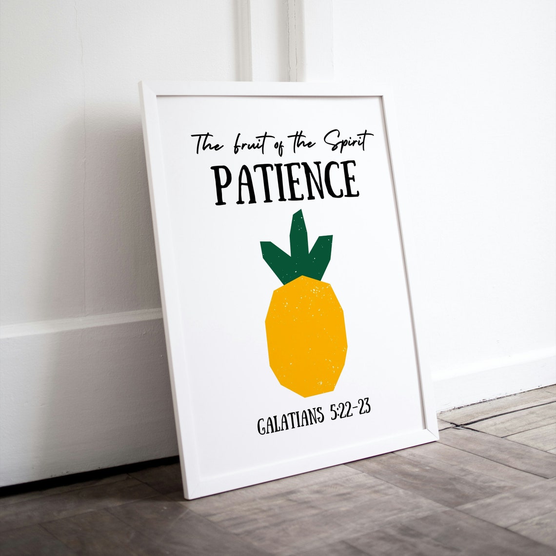 Fruit of the Spirit Patience Pineapple Bible Verse Wall Decor Poster