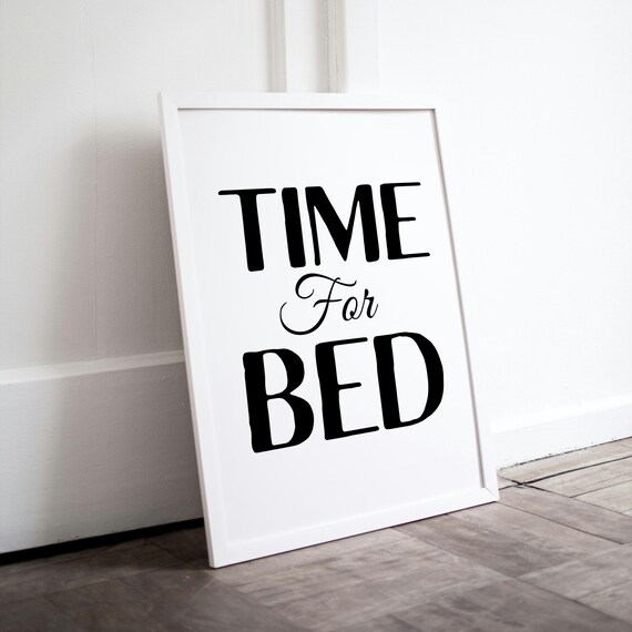 Time For Bed Wall Art Minimalist Sleep Poster Black And White Bedroom Decor Modern Art Print Relaxing Bedtime Typography Wall Art