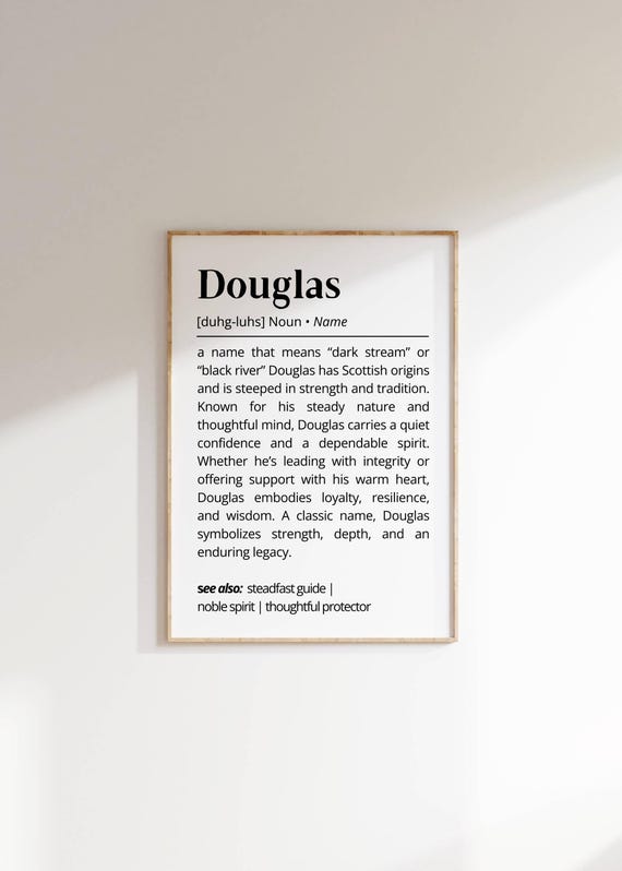 Douglas Name Definition Wall Art Scottish Name Meaning Poster Personalized Typography Name Gift For Him Minimalist Home Decor Gift