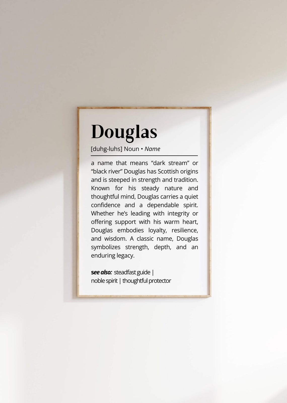 Douglas Name Definition Wall Art Scottish Name Meaning Poster Personalized Typography Name Gift For Him Minimalist Home Decor Gift