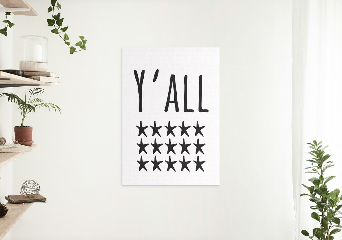 Yall Southern Charm Hand Lettered Star Typography Western Decor Poster - Image 2