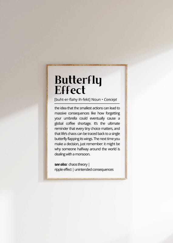 Butterfly Effect Definition Wall Art Motivation Chaos Theory Decor Inspiration Typography Poster Unique Gift For Him Office Print