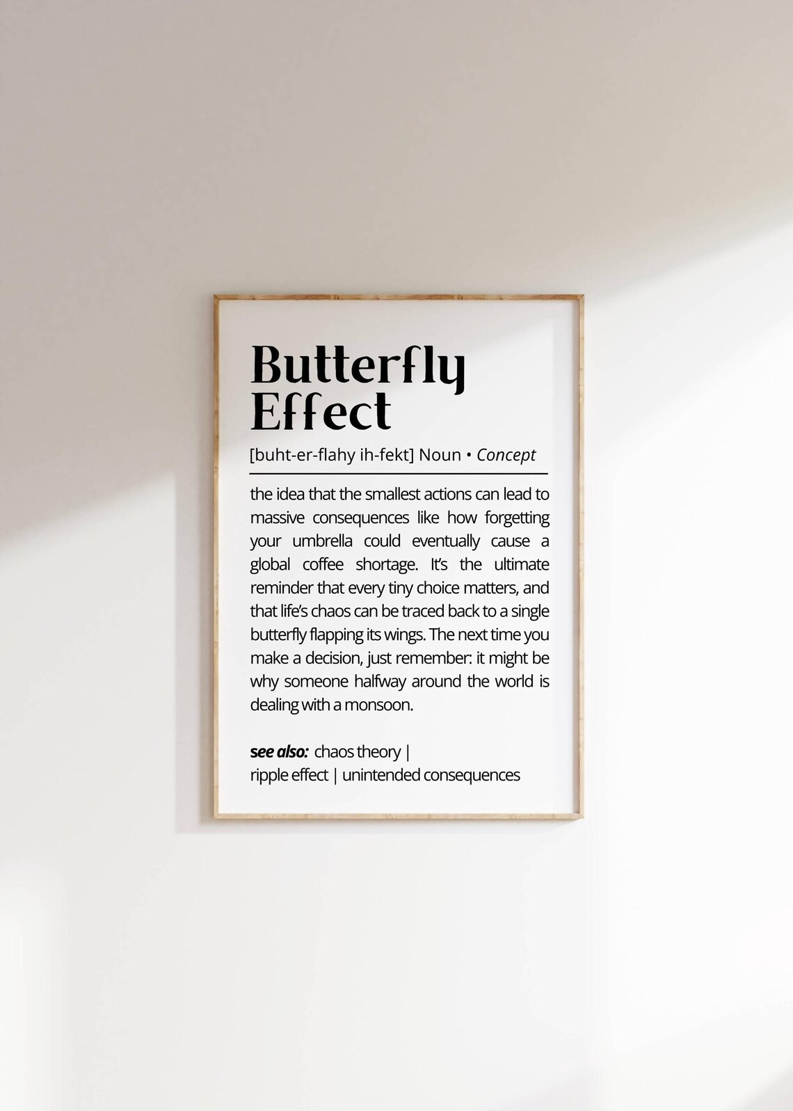 Butterfly Effect Definition Chaos Theory Motivation Typography Poster