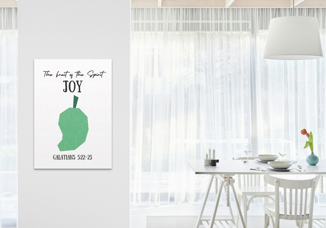 Fruit of the Spirit Joy Green Mango Bible Verse Wall Decor Poster - Image 3