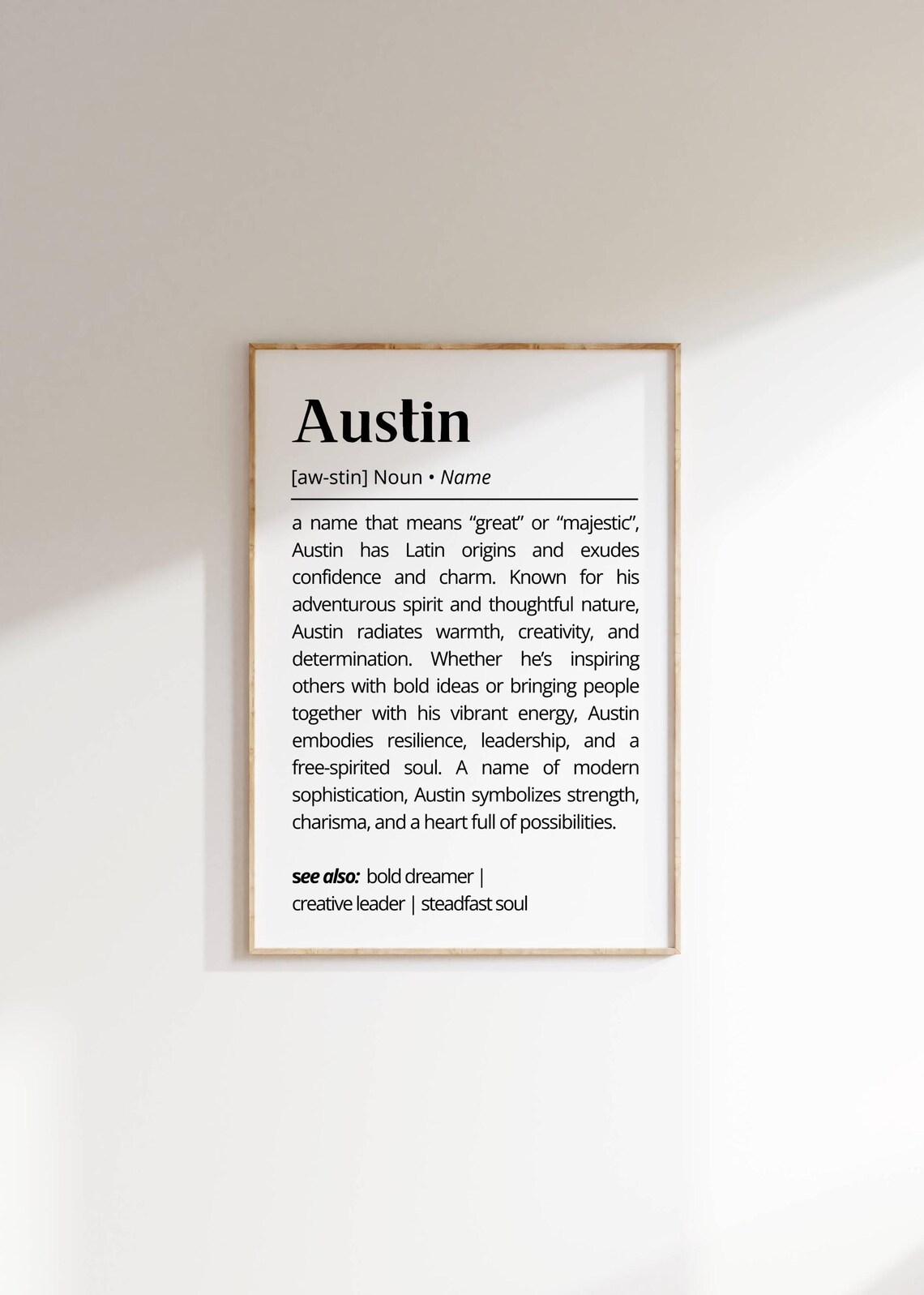 Austin Name Meaning Typography Art Print