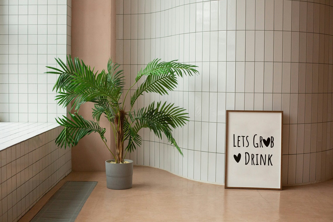 Lets Grab Drink Heart Lettering Trendy Kitchen Bar Party Poster - Image 2
