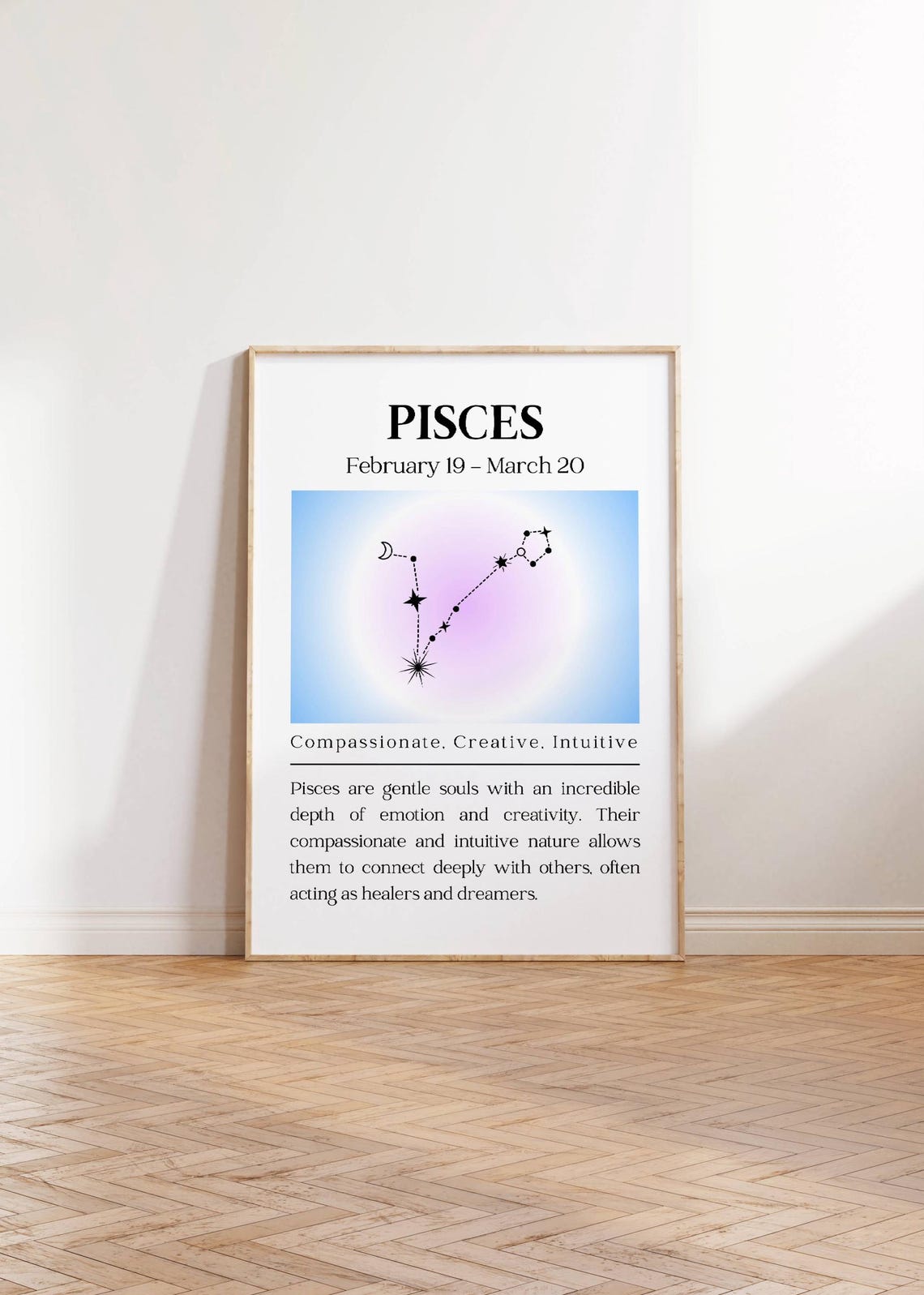 Pisces Zodiac Constellation Star Sign Poster Feb March Astrology Decor - Image 3
