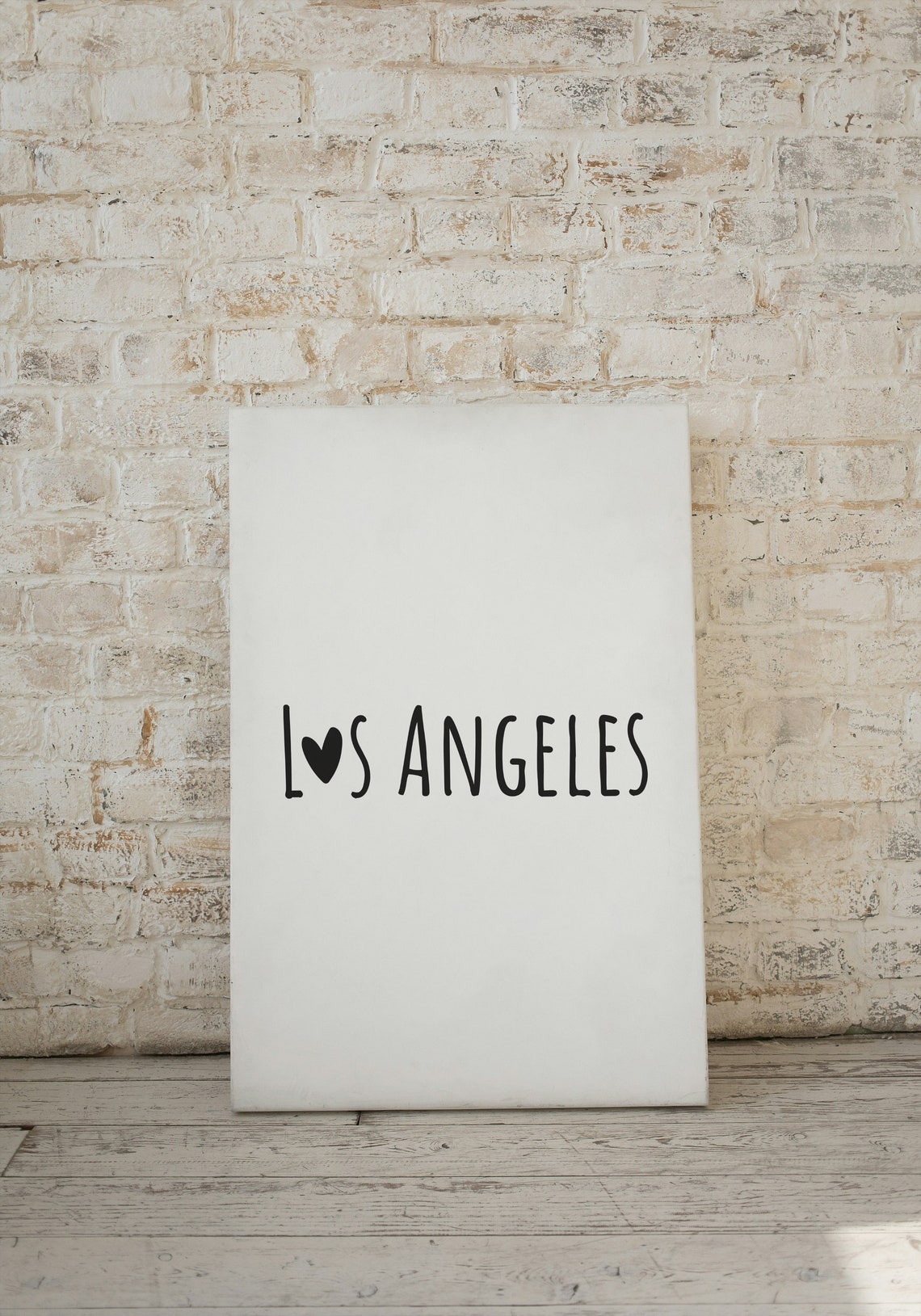 Los Angeles Heart Typography Minimalist Black White California Poster - Image 2