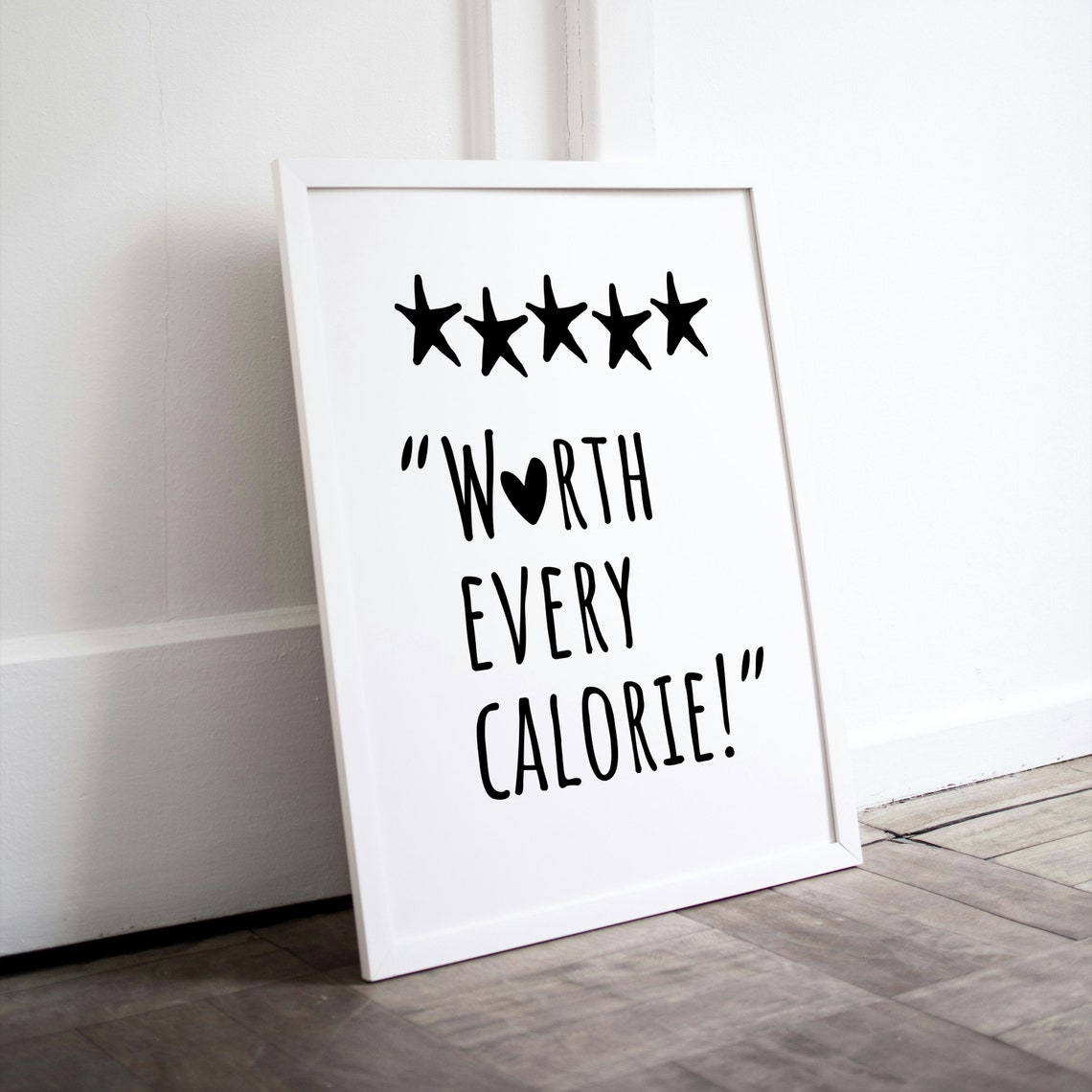 Worth Every Calorie Funny Five Star Review Kitchen Decor Poster
