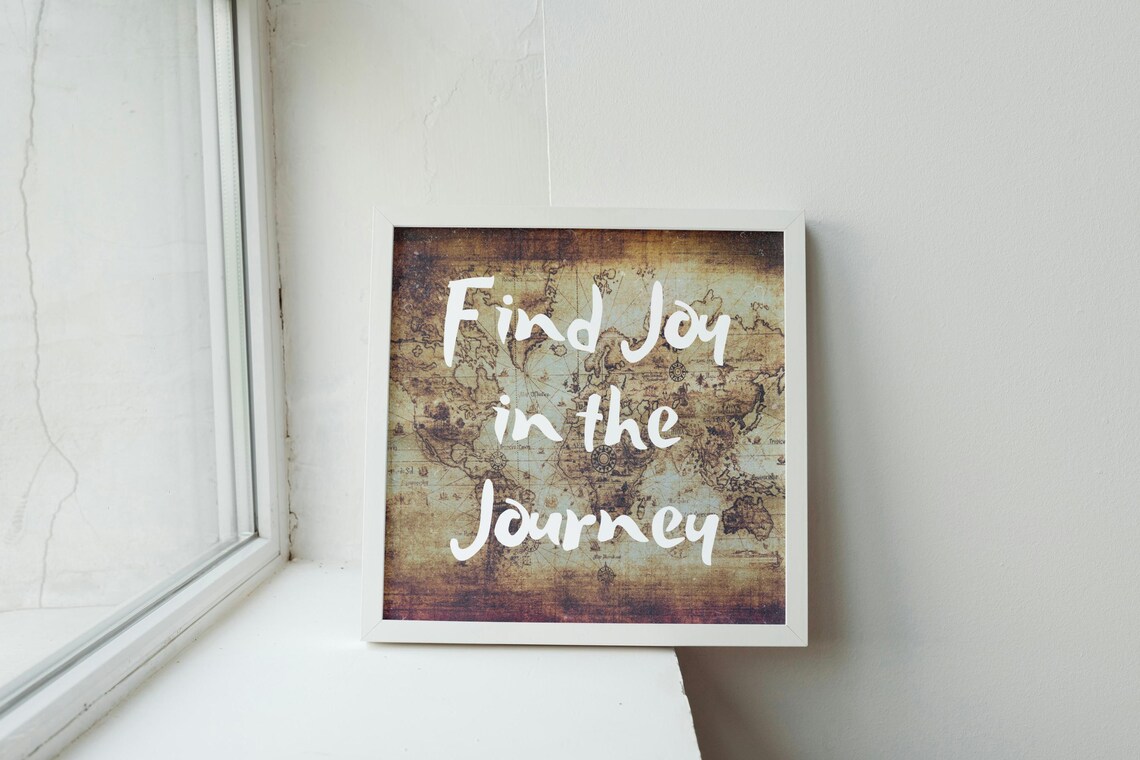 Find Joy In The Journey Quote Vintage World Map Travel Poster - Image 2