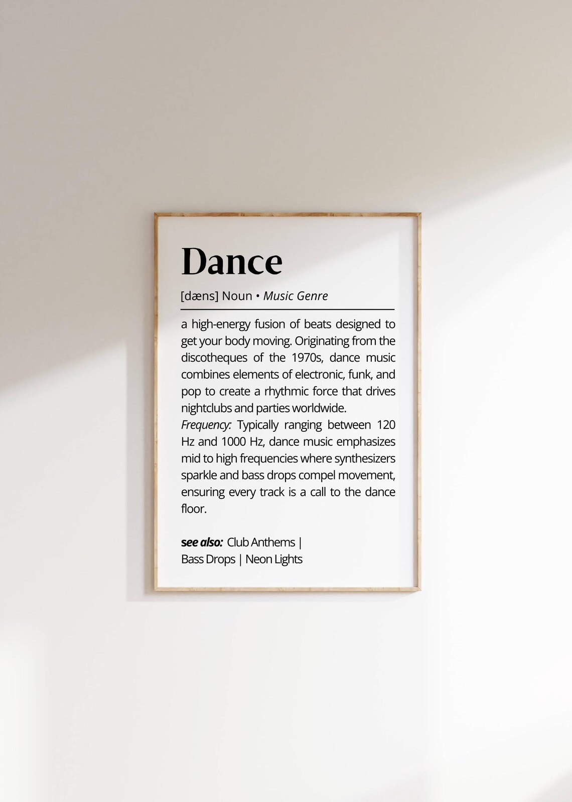 Dance Music Genre Definition Minimalist Typography Gift For Fans Poster