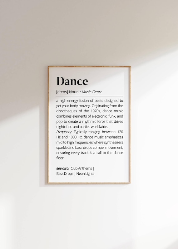 Dance Music Genre Definition Minimalist Typography Gift For Fans Poster