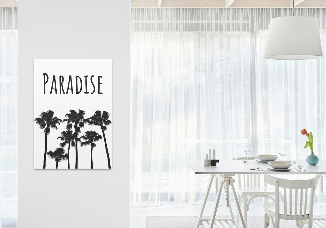 Paradise Black Palm Tree Silhouette Minimalist Beach House Poster - Image 2