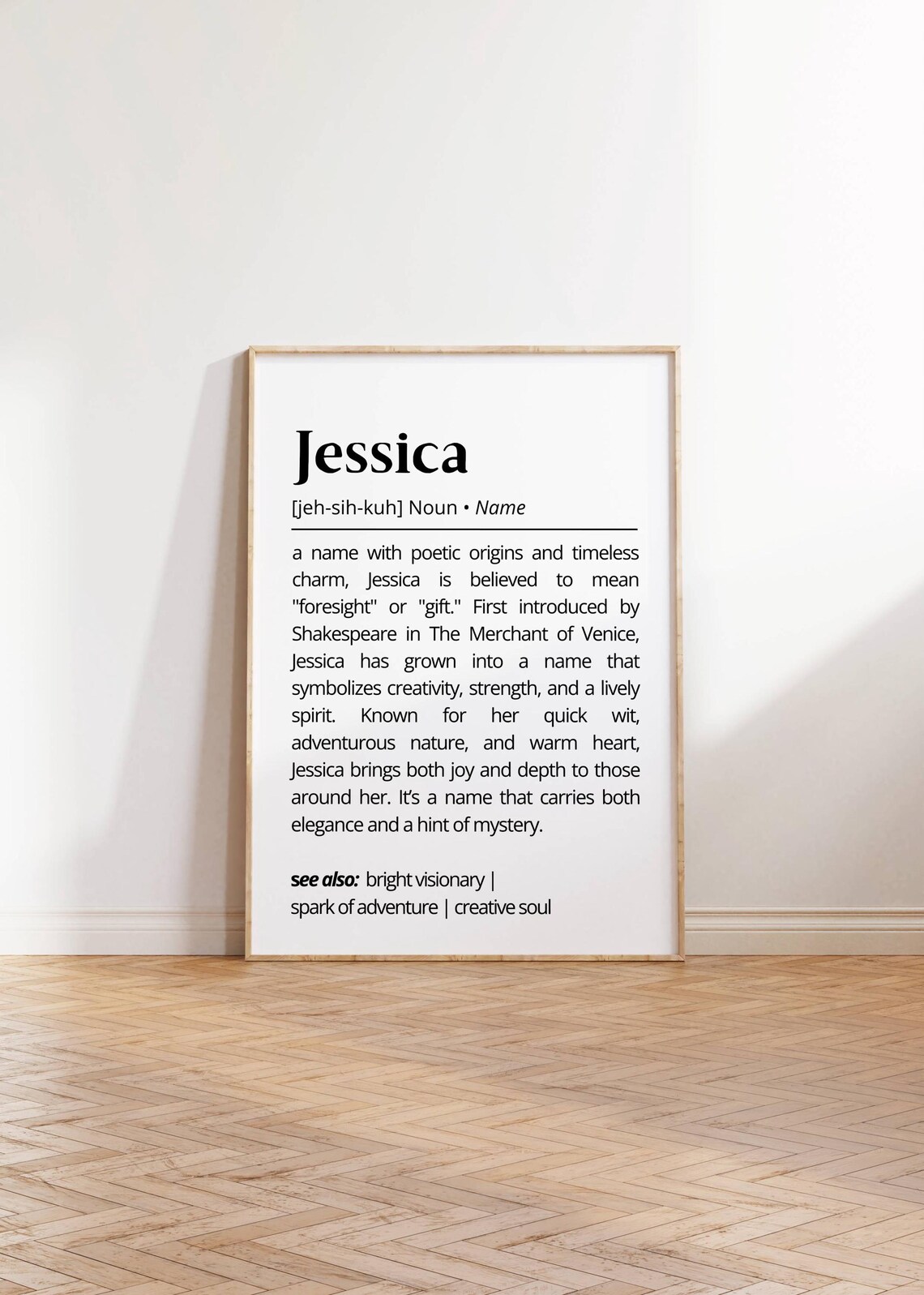 Jessica Name Meaning Art Print, Minimalist Gift