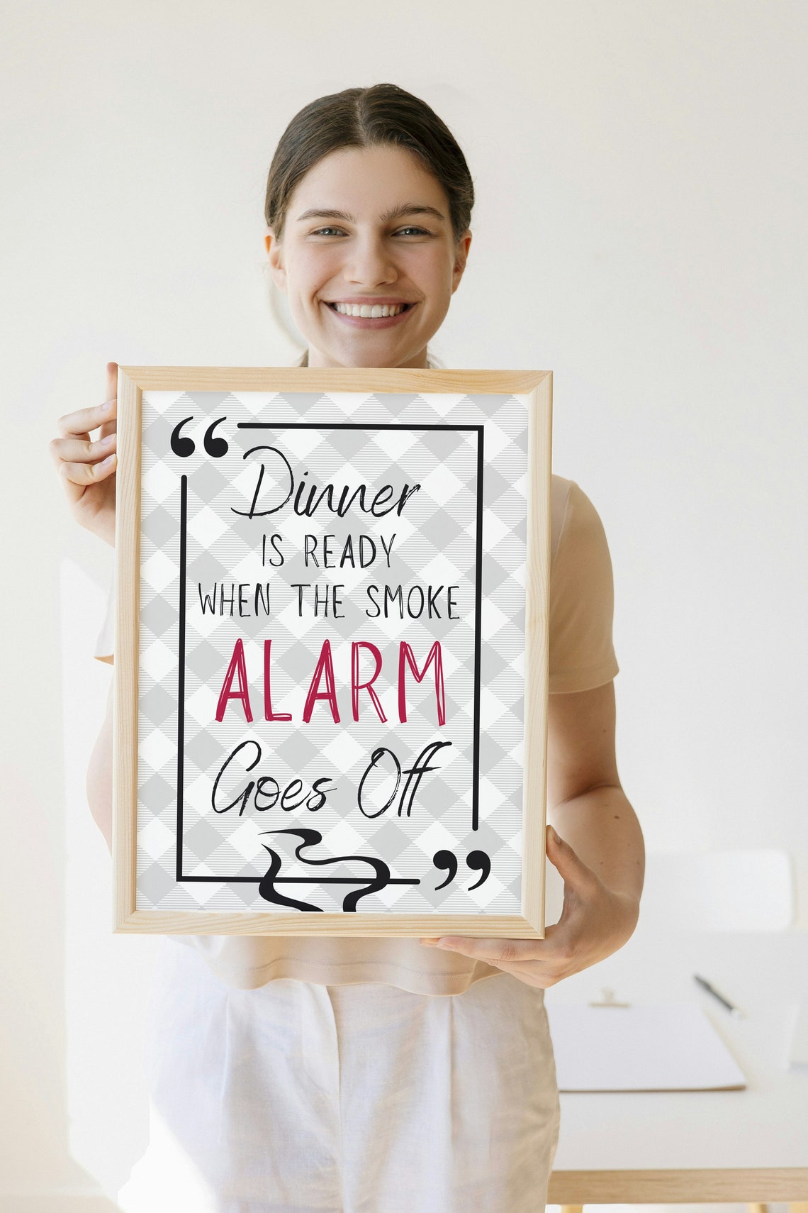 Dinner Ready When Smoke Alarm Goes Off Funny Kitchen Quote Poster - Image 2