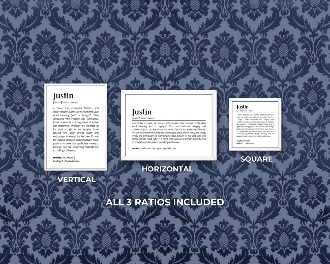 Justin Name Definition Personalized Minimalist Poster - Image 3