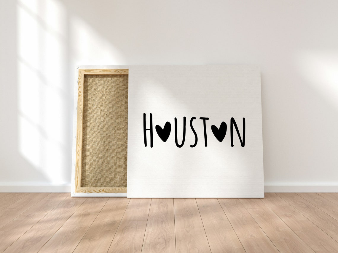 Houston Heart Typography Minimalist Black White Texas City Love Poster - Image 2