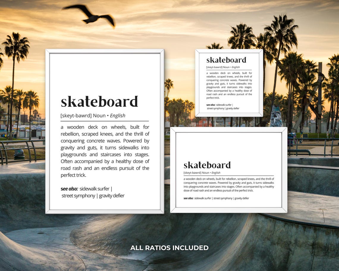 Skateboard Definition Concrete Wave Riding Street Dictionary Wall Art - Image 3