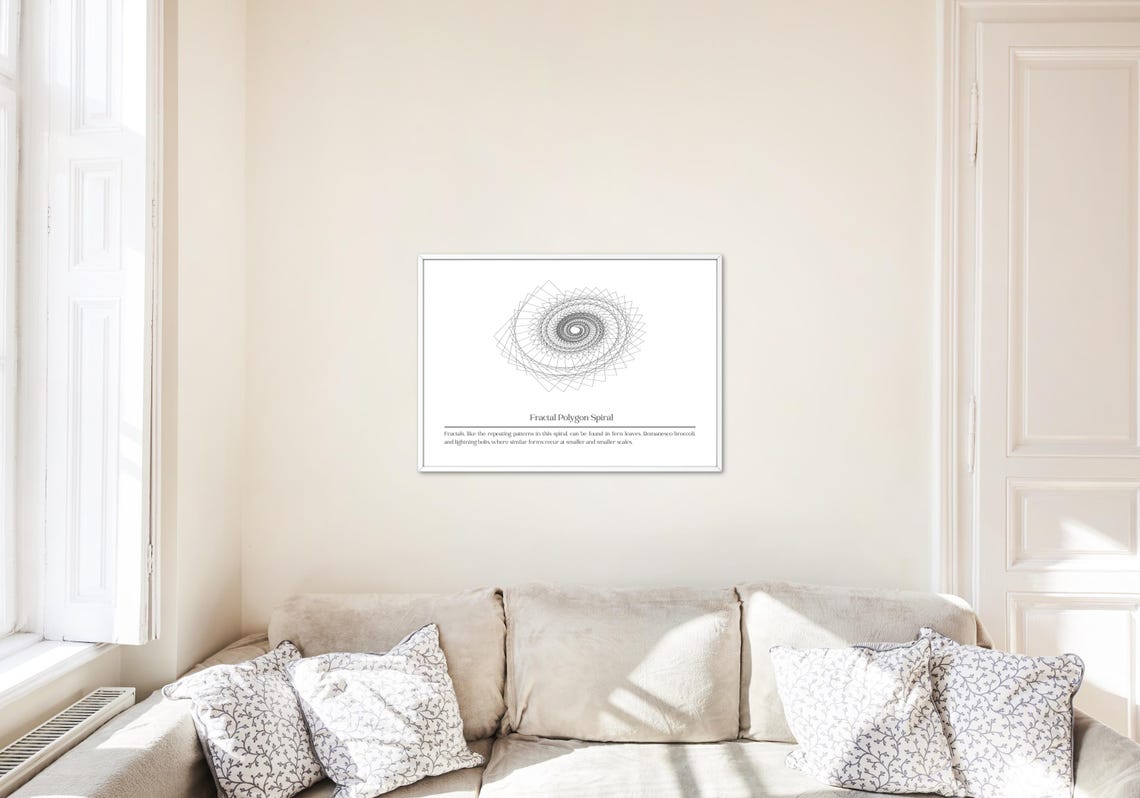 Fractal Polygon Spiral Parametric Geometric Minimalist Line Art Poster - Image 3