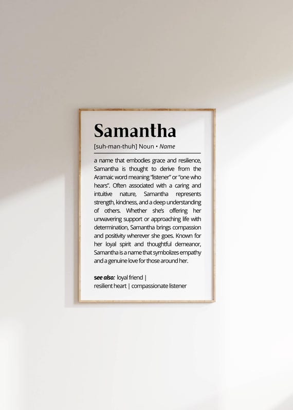 Samantha Name Definition Minimalist Personalized Art Print