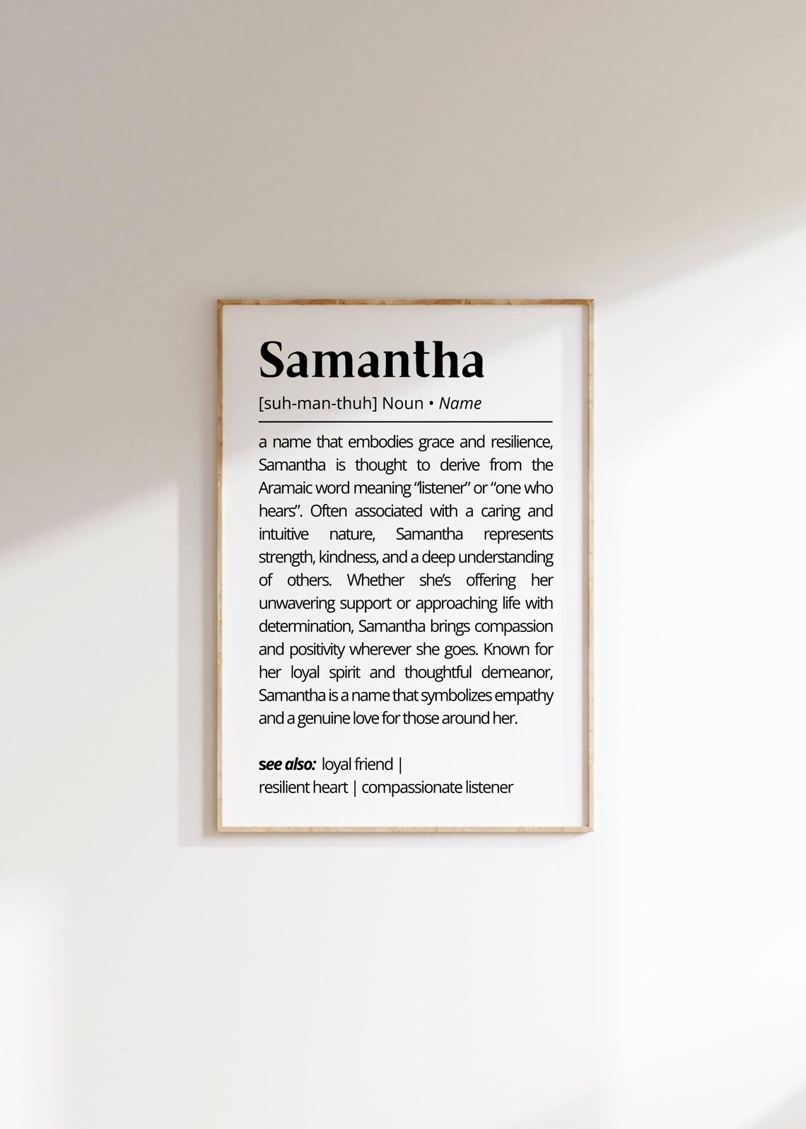 Samantha Name Definition Minimalist Personalized Art Print