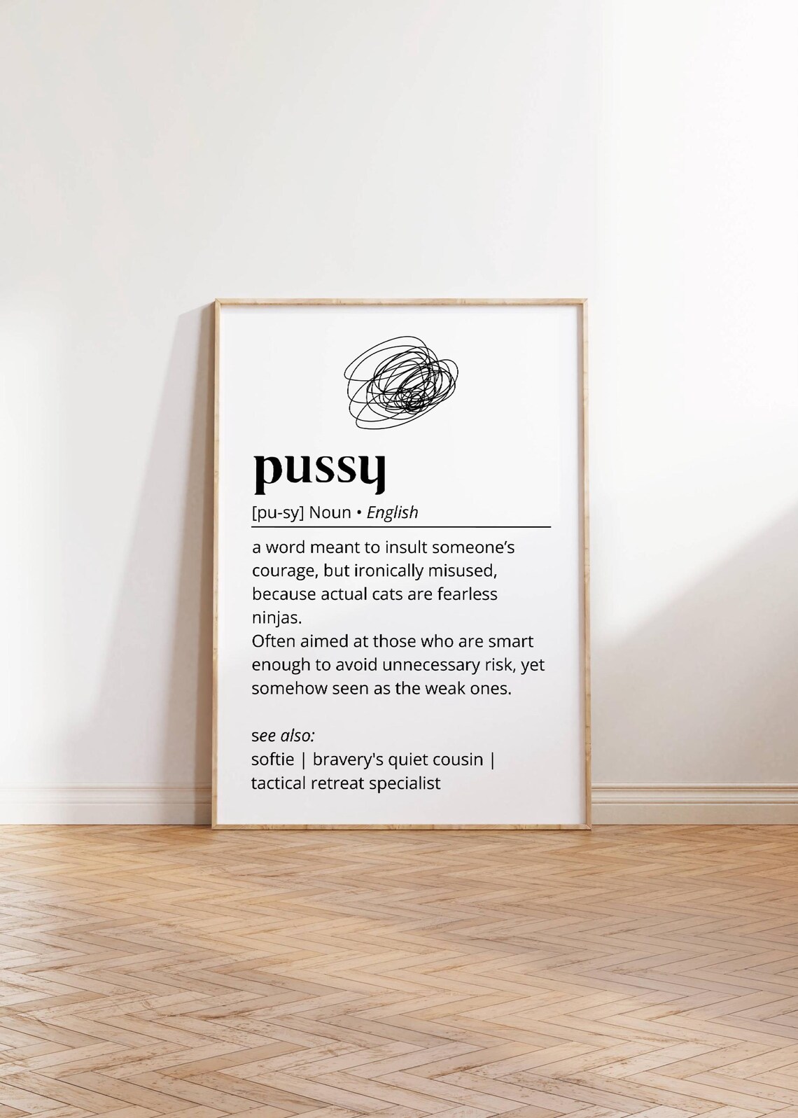 Pussy Funny Dictionary Definition Poster Minimalist Quote Decor Art - Image 3