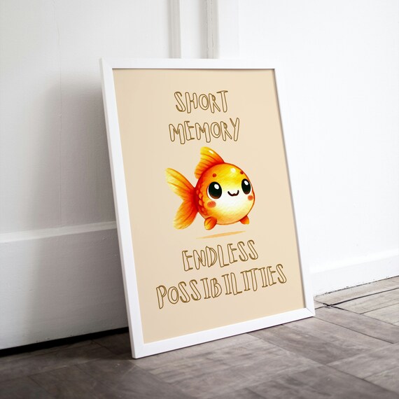 Goldfish Poster Funny Fish Quote Goldfish Wall Art Typography As Art Fish Wall Art Quirky Animal Prints Posters Art Words
