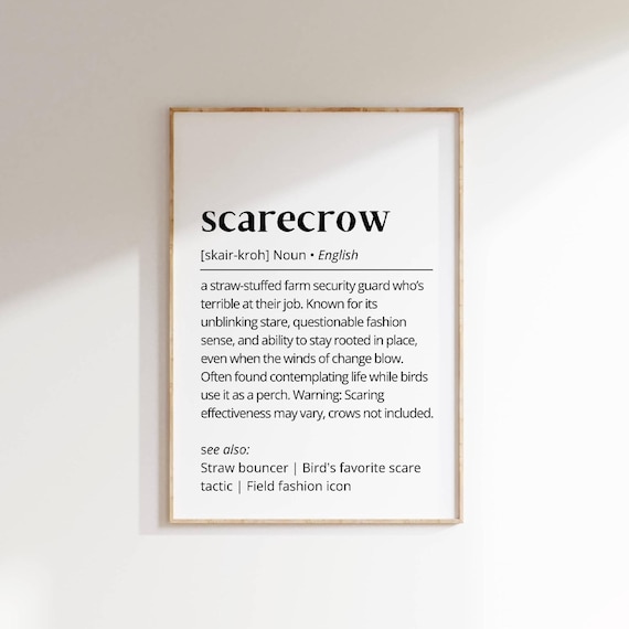 Scarecrow Funny Definition Print Halloween Fall Dictionary Decor