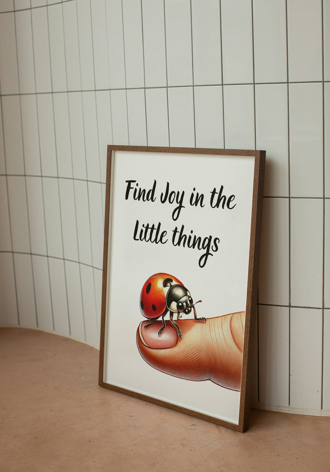 Find Joy In The Little Things Cute Ladybug Nursery Wall Poster - Image 2