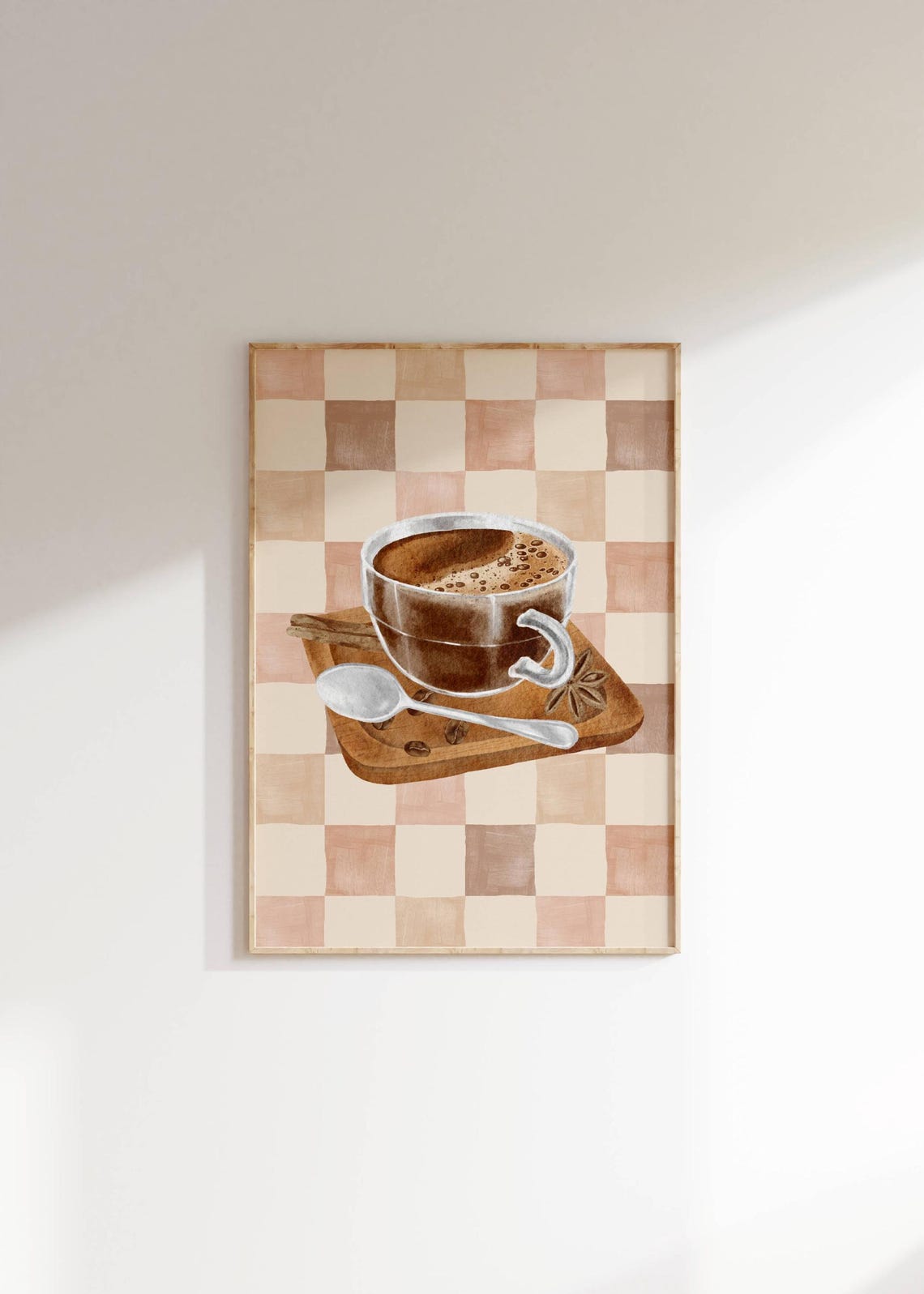Black Coffee And Cinnamon Watercolor Print Rustic Kitchen Cafe Decor