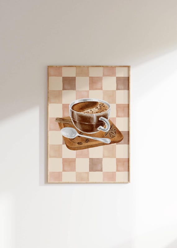 Watercolor Coffee Cup And Cinnamon Stick Art Cozy Rustic Kitchen Decor Morning Coffee Wall Art Farmhouse Breakfast Nook Poster