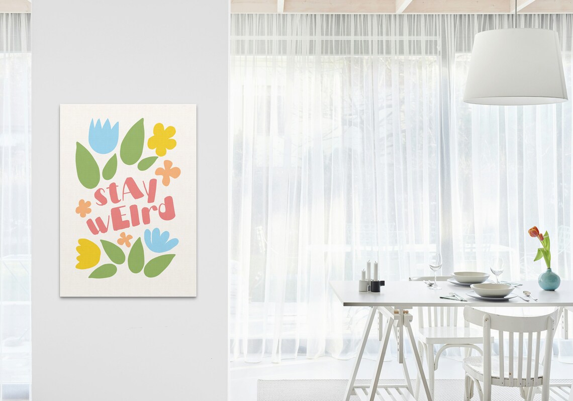 Stay Weird Pastel Floral Playful Typography Colorful Quote Poster - Image 3